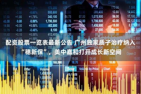 配资股票一览表最新公告 广州独家质子治疗纳入“穗新保”，美中嘉和打开成长新空间