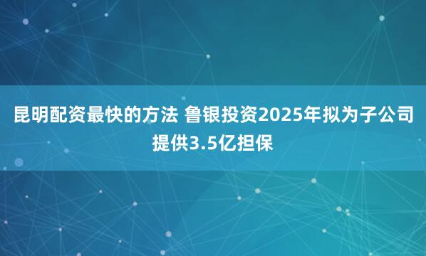昆明配资最快的方法 鲁银投资2025年拟为子公司提供3.5亿担保