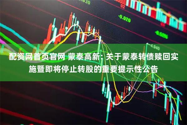 配资网首页官网 蒙泰高新: 关于蒙泰转债赎回实施暨即将停止转股的重要提示性公告